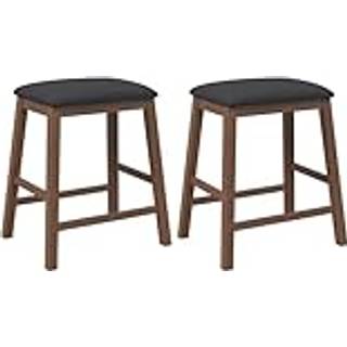 barstole med hynder 2 stk. massivt gummitræ brun