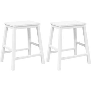 barstole 2 stk. massivt gummitræ hvid