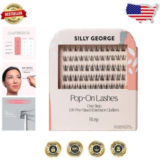 Silly George Pop-On Lashes-DIY 1-trins Forudslettet faux ?jenvippeklynger Naturlige look Extensions Black-Rosy 5-7 Pair Set Pack med 60 klynger