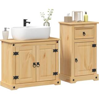 2-delt badeværelsesmøbelsæt "Corona" Massivt fyrretræ
