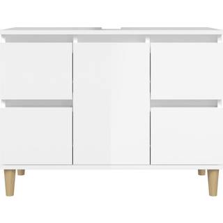 skab til håndvask 80x33x60 cm konstrueret træ hvid højglans