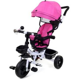 Trehjulet cykel til børn med skubbehåndtag og solskærm, lyserød