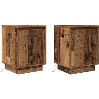 Sengeskabe Med Led-Lys 38X34X50 Cm - 2 / Gammelt træ