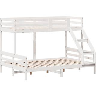 køjeseng 80x200/140x200 cm massivt fyrretræ hvid