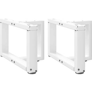 sofabordsben T-formet 2 stk. hvid 50x25x(30-31) cm stål