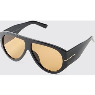 Mens Retro Gold Detail Sunglasses in Black