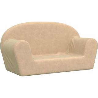 2-personers sofa til børn blødt plys cremefarvet