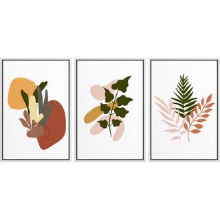 Idea4wall indrammet Wall Art Print Set Pink Green & Brown Desert Plants & Polygons Geometriske blomsterillustrationer Moderne kunst Rustik farver