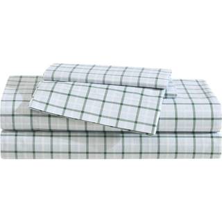 Eddie Bauer - King Lagen S?t Premium Bomuld Percale Senget?j Plaid Home Decor Oeko-Tex Certified (Classic Tattersall Plaid Green King)
