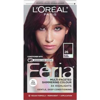 L’Oréal Paris Feria Flerfacetteret glitrende permanent hårfarve i farven 26 Sort Kirsebær (dyb magenta) - høj intensitet 3x reflekser