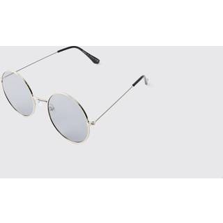 Mens Metal Round Sunglasses In Silver