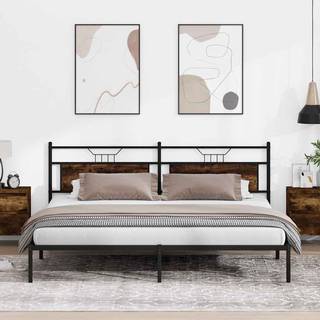 Sengeramme Uden Madras Konstrueret Træ Røget Eg - med hovedgærde / 193 x 203 cm