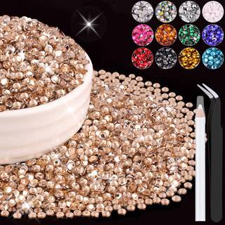 8000pcs 3 mm harpiks rhinestones bulk til håndværk (champagne) fladback bedazzling krystaller til håndværk DIY negle dekoration perler charme til