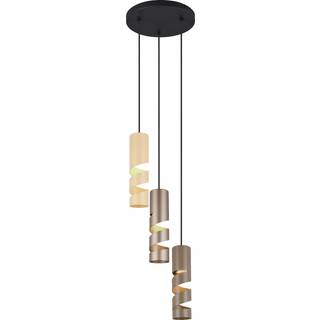 Moderne pendellampe sort med taupe og beige 3-lys - Stream