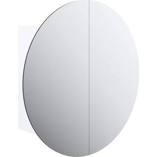 badeværelsesskab med rundt spejl og LED-lys 40x40x17,5 cm hvid