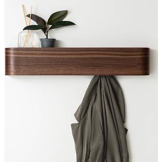 Kazai. Väggmonterad kappställ 'toke' - Modern designrock rack med dolda väggkrokar - massivt träfanérpanelpockhängare - valnöt