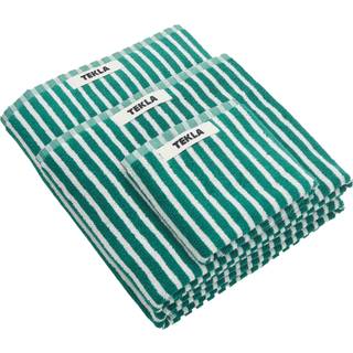 Tekla - Terry håndklæde teal green stripes badelagen 100x150cm - Håndklæder og badehåndklæder - Grøn