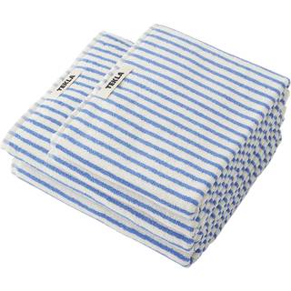 Tekla - Terry håndklæde costal stripes badelagen 100x150cm - Håndklæder og badehåndklæder - Hvid,Blå