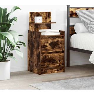 Sengebord Med 2 Skuffer 38X34X80 Cm - 2 / Røget eg