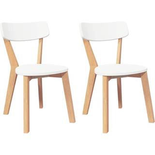 Spisebordsstole Massivt Gummitræ - Natur og hvid