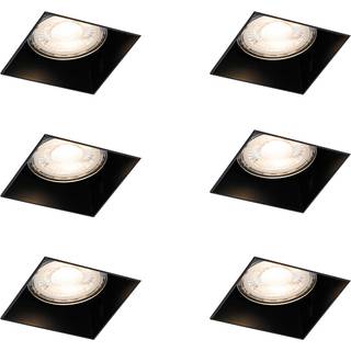 Sæt med 6 indbyggede spots sorte GU10 50 mm Trimless - Oneon