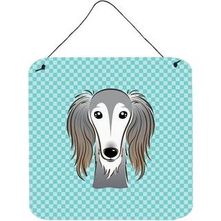 """" Caroline's Treasures Checkerboard Blue Saluki Aluminium Metal Wall eller Door Hanging Prints 6 X 6 """" """" """"