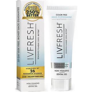 LIVFRESH Tandpasta Gel Klinisk bevist at fjerne plak 250 % bedre forbedrer tandkdssundheden 190 % bedre forebygger og reducerer tandsten Mild pe