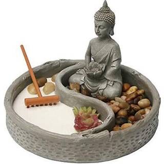 Nature's Mark Mini Zen Garden Kit til skrivebord med Lotus Buddha -figurer Rake og Natural Sand River Rocks Table/Desk D? Cor Gift Set til Home a