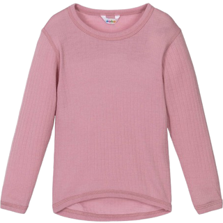 Langærmet bluse i rosa uld rib