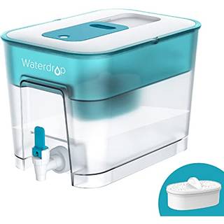 Vanddrop 200-gallon lang levetid 40-cup stor vandfilter dispenser med 1 filter til hjemme- og kontor 5x gange levetid reducerer klor PFOA/PFOS og