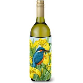 """" Caroline's Treasures Kingfisher in Yellow Irises Wine Bottle Koozie Hugger 750 Ml Multicolor """"