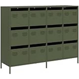 Skab 135X39X103,5 Cm Koldvalset Stål Oliven - Grøn