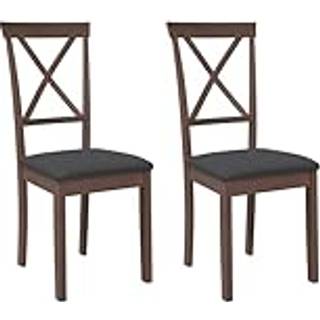 Spisebordsstole Med Hynder Massivt Gummitræ Brun - Brun og sort