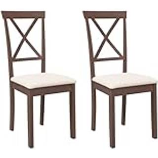 Spisebordsstole Med Hynder Massivt Gummitræ Brun - Brun og lys