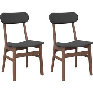 Spisebordsstole Massivt Gummitræ - Brun og sort