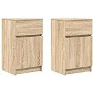 sengeborde 2 stk. 39x35x65 cm konstrueret træ sonoma-eg
