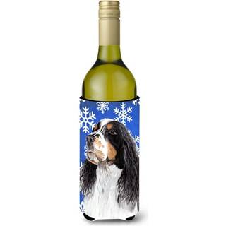 Caroline's Treasures SC9361Literk Springer Spaniel Winter Snowflakes Holiday Wine Bottle Hugger Bottle Cooler Sleeve Hugger Machine vaskbar samme