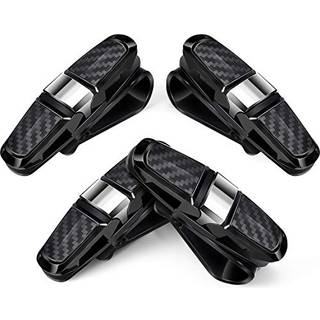 BOAO 4 PCS Solglasögonhållare för bilsol Visir Glasögon Biljettkortsklippmontering Hängare Double-Avslutar CLIP 180 graders Rotational Car Visor