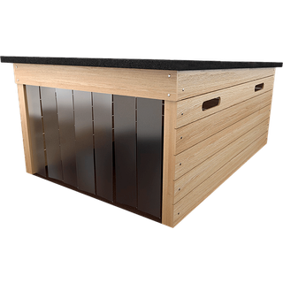 Grouw Robotplæneklipper Garage i Træ, 104 x 65 cm - Brun