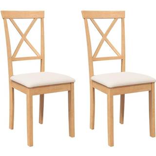 spisebordsstole med hynder 2 stk. massivt gummitræ