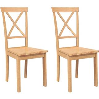 Spisebordsstole Med Hynder Massivt Gummitræ Brun - Naturfarvet