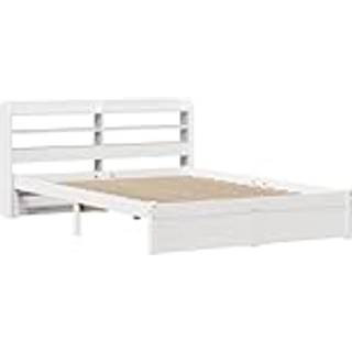 sengeramme med sengegavl 150x200 cm massivt fyrretræ hvid