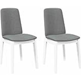 Spisebordsstole Med Hynder Massivt Gummitræ Brun - Hvid og grå