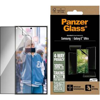 Samsung Galaxy S25 Ultra PanzerGlass Eco Matrix 4-Way Privacy Skærmbeskyttelse Ultra Wide Fit - Alignerkit - Platinum Strength - Gennemsigtig