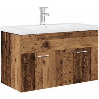 Vaskeskab med indbygget håndvask Gammelt træ Træparket