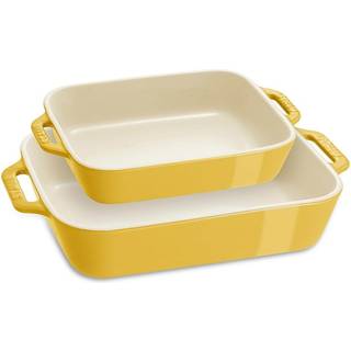 Staub Stoneware Gratins Ceramics Rectangular Baking Set Casserole Dish 2-Piece Citron 2-Pc