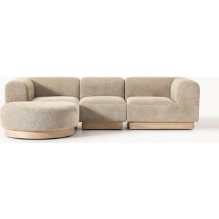 Modulær (3-personers) sofa Natalie i Teddy-Bouclé med puf