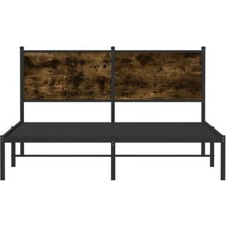 Sengeramme Uden Madras Metal Etræsfarve Røget Eg - med hovedgærde / 140 x 200 cm