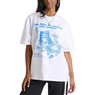 Oversized Jordan-T-shirt med grafik til kvinder - hvid - XL (EU 48-50)