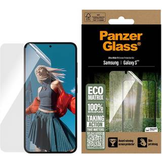 Samsung Galaxy S25 PanzerGlass Eco Matrix Beskyttelsesglas - Ultra Wide Fit - Alignerkit - Platinum Strength - Gennemsigtig